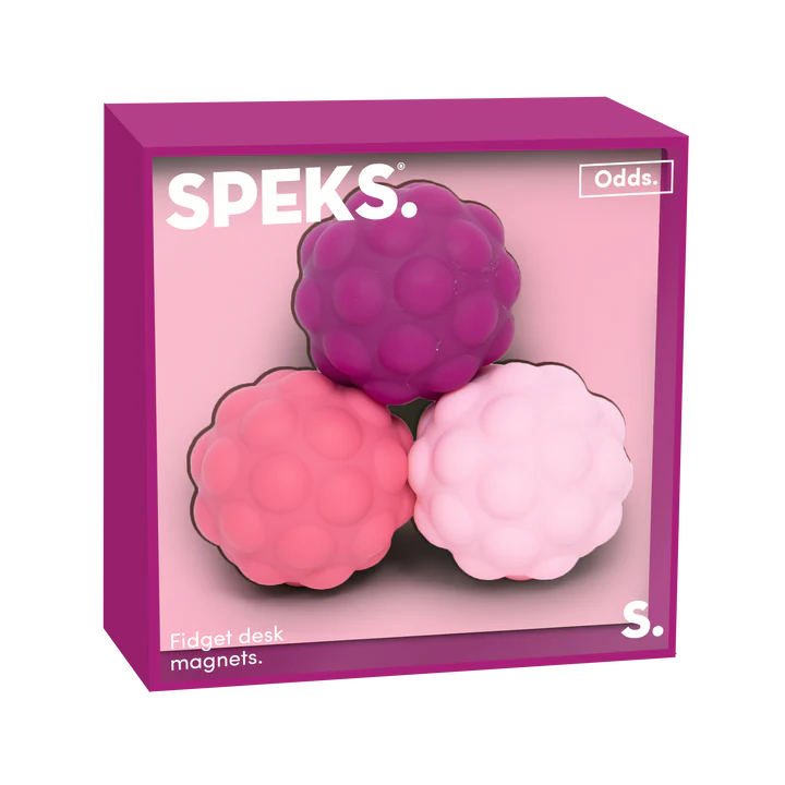 Speks Odds Purple Bumps silicone fidget magnet set, pink purple packaging