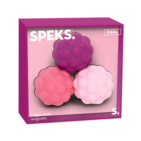 Speks Odds Purple Bumps silicone fidget magnet set, pink purple packaging