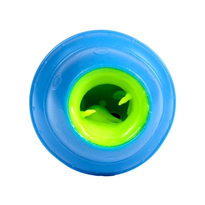 Squeezy Alien UFO Pop Out fidget toy blue and green, top view