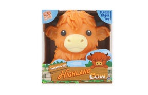 Squeezy Highland Cow stress fidget toy in packaging