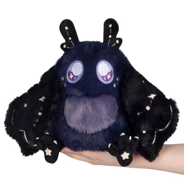 Squishable Mini Midnight Mothman navy black plush wings open held in hand