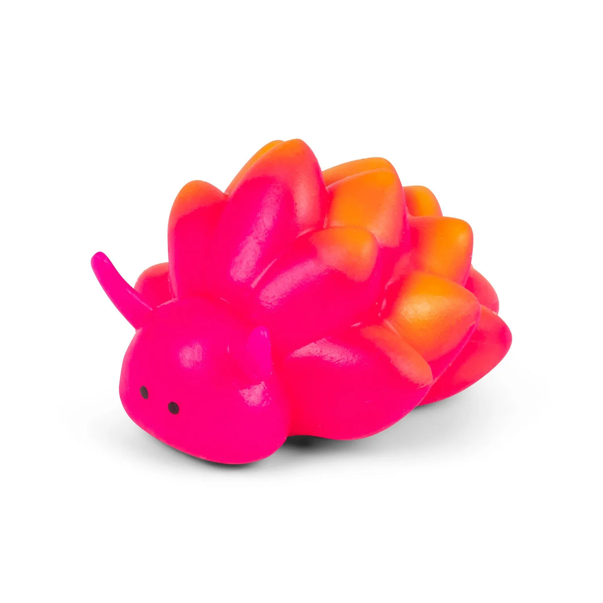 Close-up of pink and orange neon gradient squishy sea sheep fidget toy