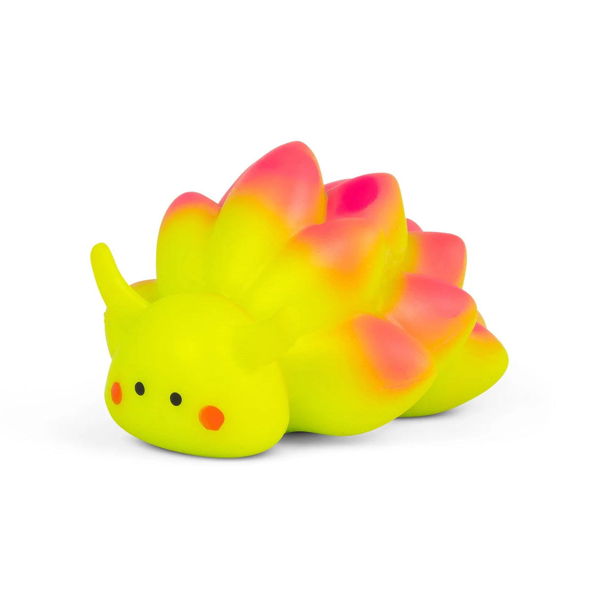 Close-up of yellow and pink neon gradient squishy sea sheep fidget toy