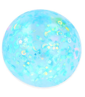Stretch N Squeeze Confetti Ball blue iridescent star sequin sensory stress ball