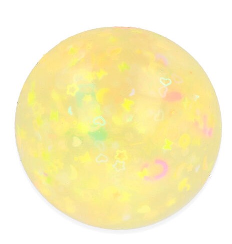 Stretch N Squeeze Confetti Ball yellow iridescent sequin stress fidget ball