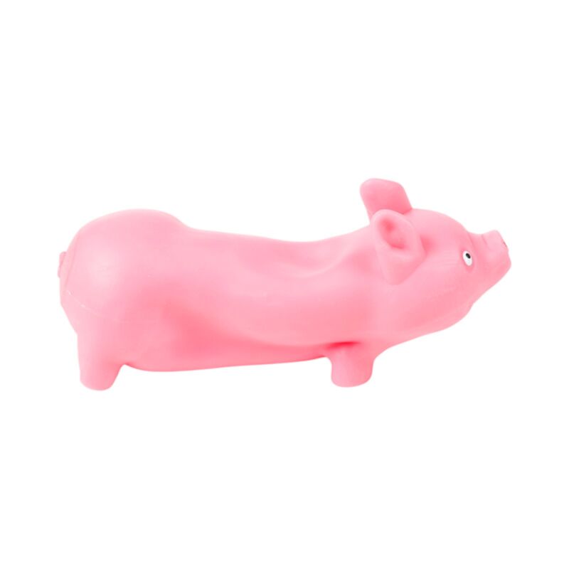 Side profile of a pink Stretchies Pig sand-filled squishy sensory fidget toy