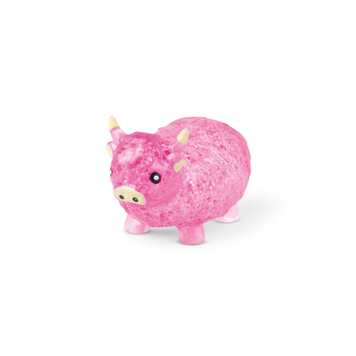 Pink glitter Sugar Highland Cow squishy stress toy on white background
