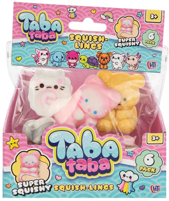 Taba Taba Squish-Lings 6 pack super squishy animal sensory toys in packaging