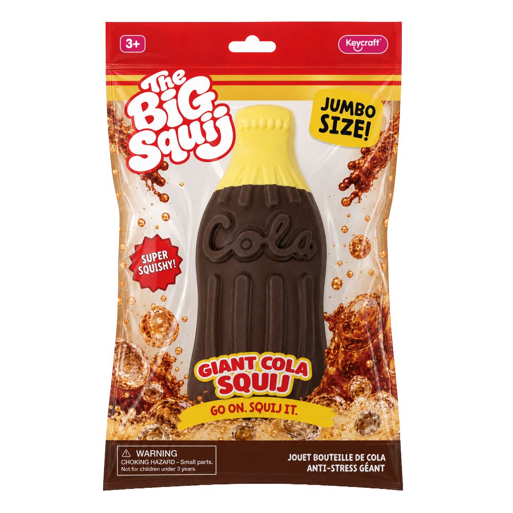The Big Squij Giant Cola Squij jumbo squishy toy in Keycraft retail packaging