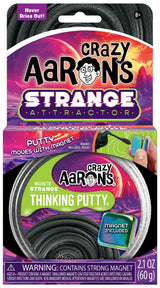 Crazy Aaron's Strange Attractor magnetic thinking putty tin packaging with included magnet