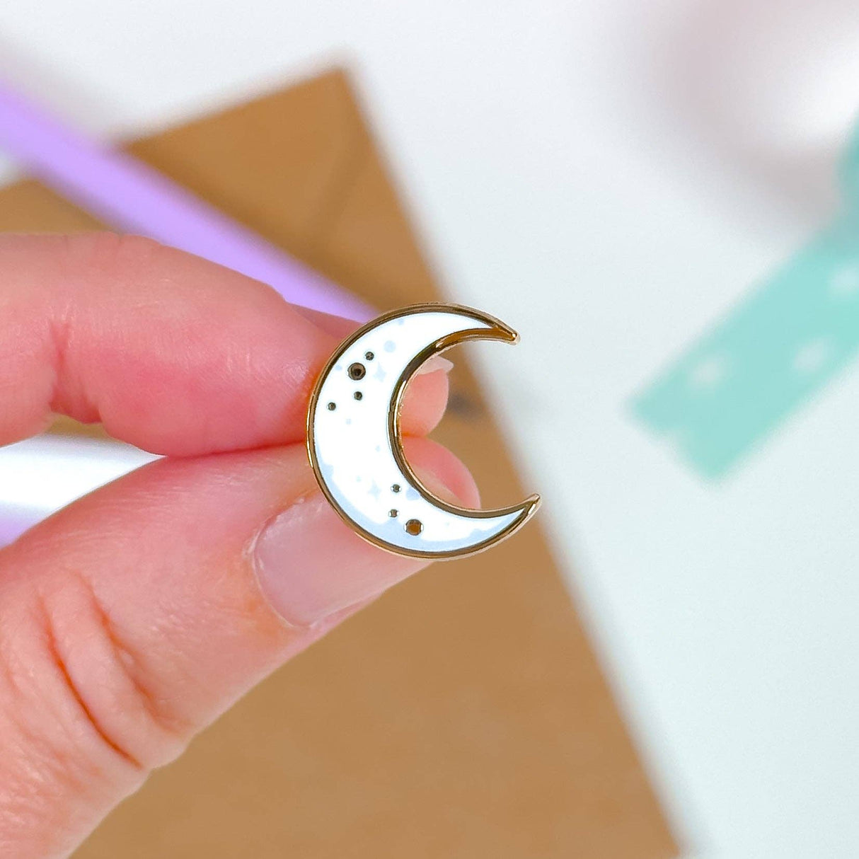 Kawaii White Moon Mini Enamel Pin