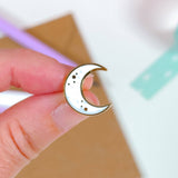 Kawaii White Moon Mini Enamel Pin