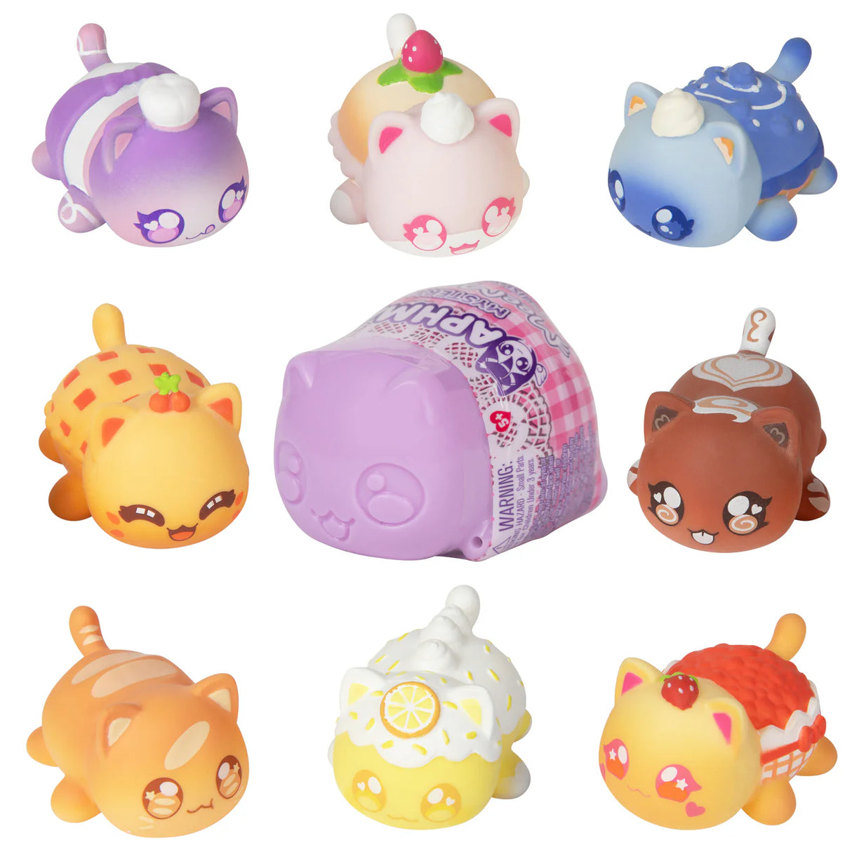 Aphmau MeeMeow Bakery squishy cat figures with mystery capsule, collectible sensory toy set