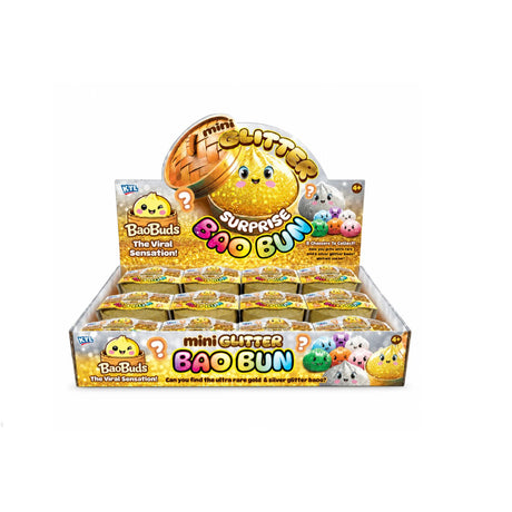 KTL BaoBuds Mini Glitter Surprise Bao Bun retail display box, mystery squishy fidget toys