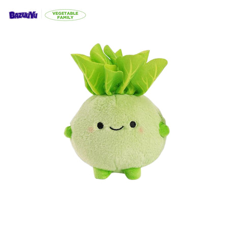 BazuuYu Chubby Veggie plush pendant shaped like a smiling green bok choy with leafy top