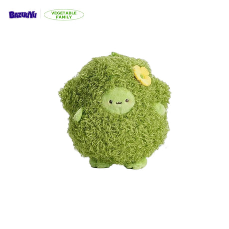 BazuuYu Joyful Broccoli plush pendant with curly green texture and a yellow flower accent