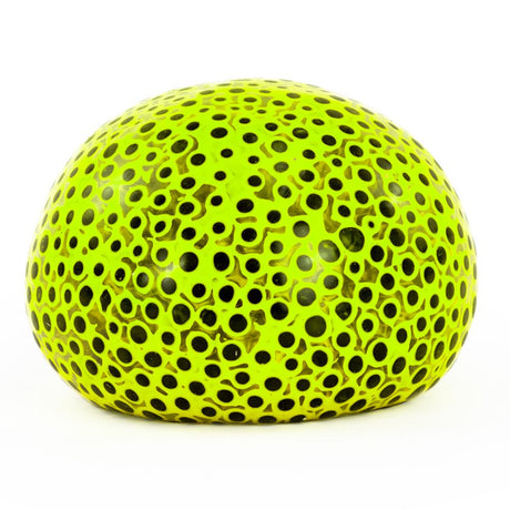 Neon yellow Beadz Alive giant squeeze ball showing bumpy texture close up