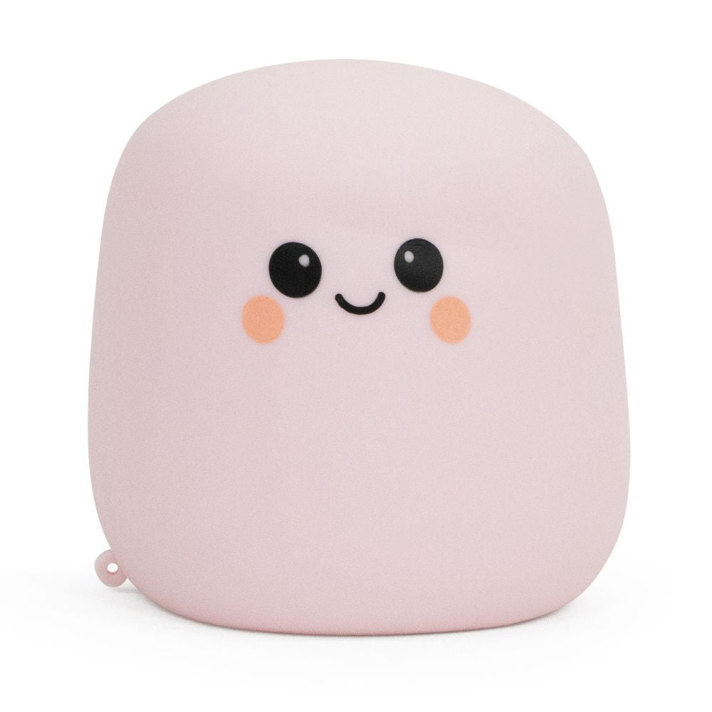 Pink Big Squij Marshmallow squishy toy with a smiling face, standing alone