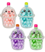 Kawaii bubble tea bead squishy sensory fidget toys in pink blue purple green