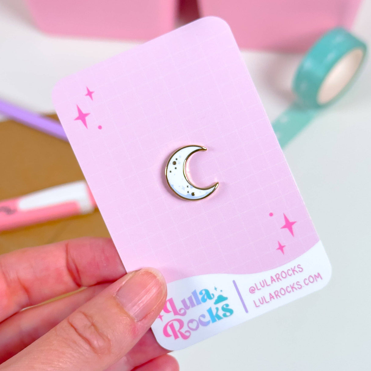 Kawaii White Moon Mini Enamel Pin