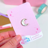Kawaii White Moon Mini Enamel Pin