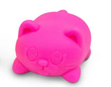 Pink Candy Cats scented squishy stress toy shown from the front showing embossed cat face and rounded body