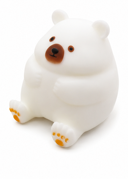 White chonky polar bear squishy stress toy, kawaii sensory squeeze toy