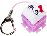 White and pink Hello Kitty Clickeez charm with keyring clip and wrist strap