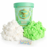 Open Squeezey Breezey Cloud Putty tub showing white and green putty with sprinkles