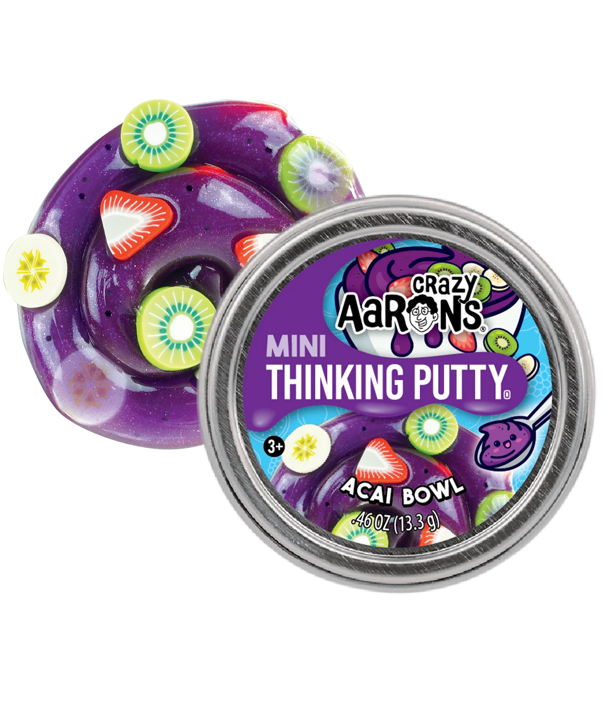 Crazy Aaron's Mini Thinking Putty tin in Acai Bowl design