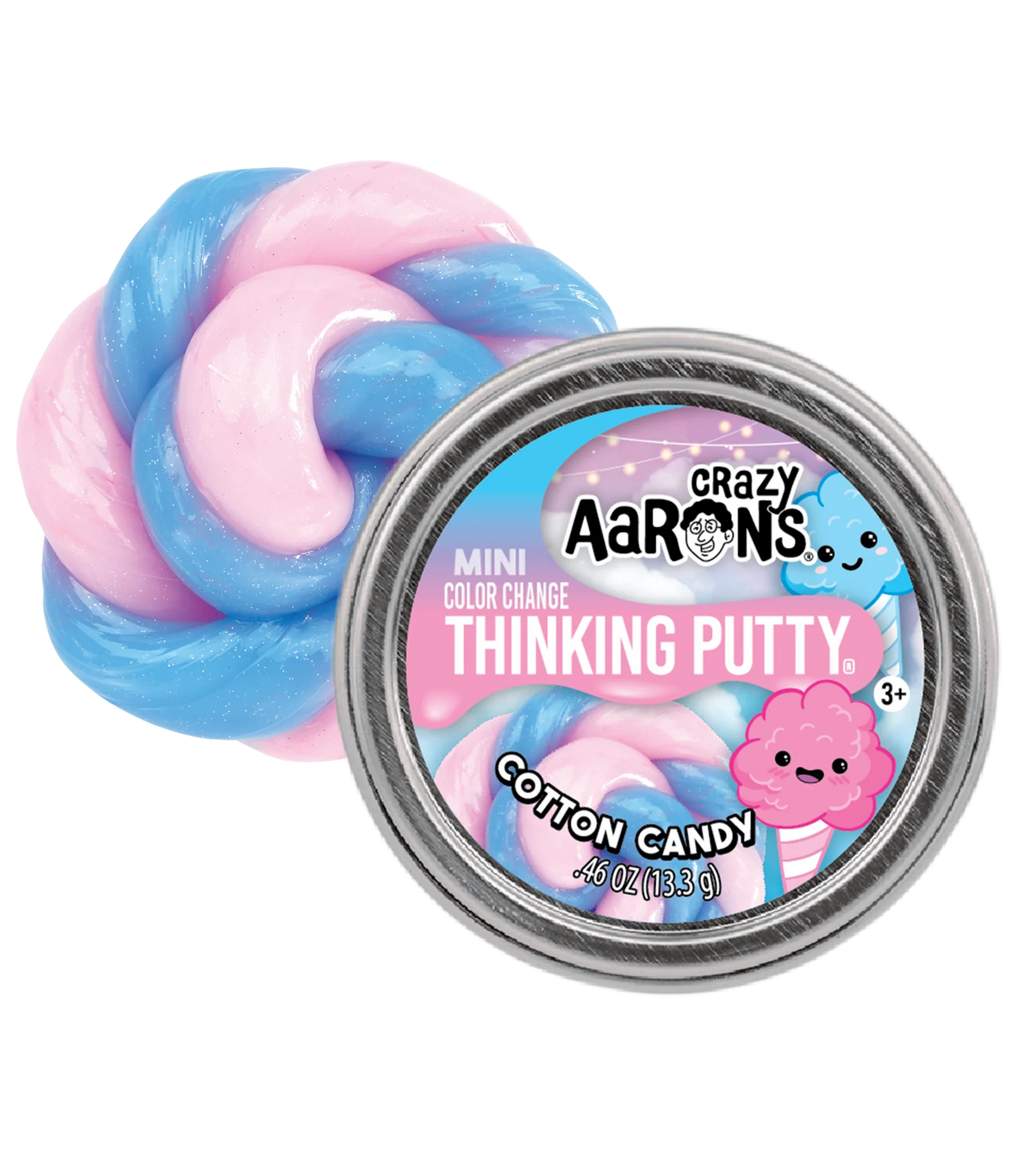 Crazy Aaron's Mini Thinking Putty tin in Cotton Candy design