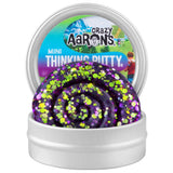 Crazy Aaron's Mini Thinking Putty in Lootbox with purple and green swirl in a clear container