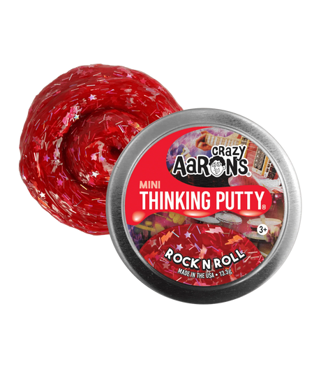 Crazy Aaron's Mini Thinking Putty tin in Rock N Roll design
