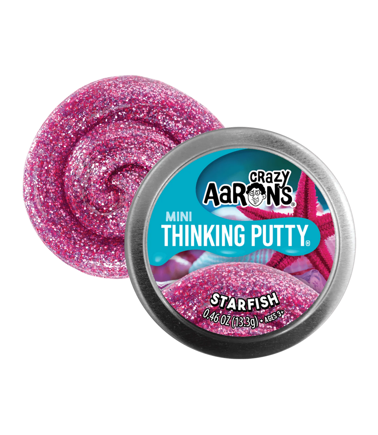 Crazy Aaron's Mini Thinking Putty tin in Starfish design