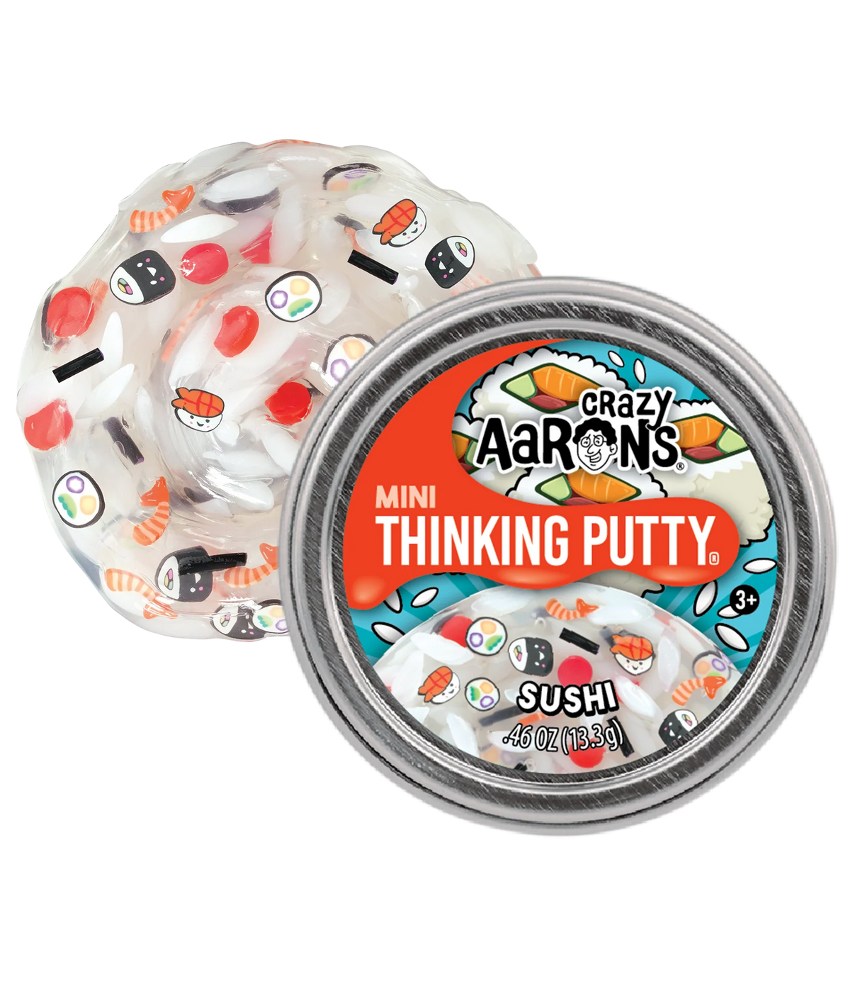 Crazy Aaron's Mini Thinking Putty tin in Sushi design