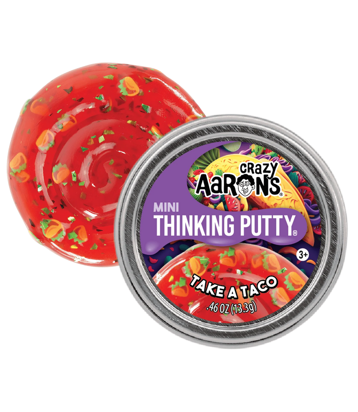 Crazy Aaron's Mini Thinking Putty tin in Take a Taco design