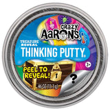 Unopened Crazy Aaron's Treasure Reveal Thinking Putty tin with peel to reveal treasure chest label