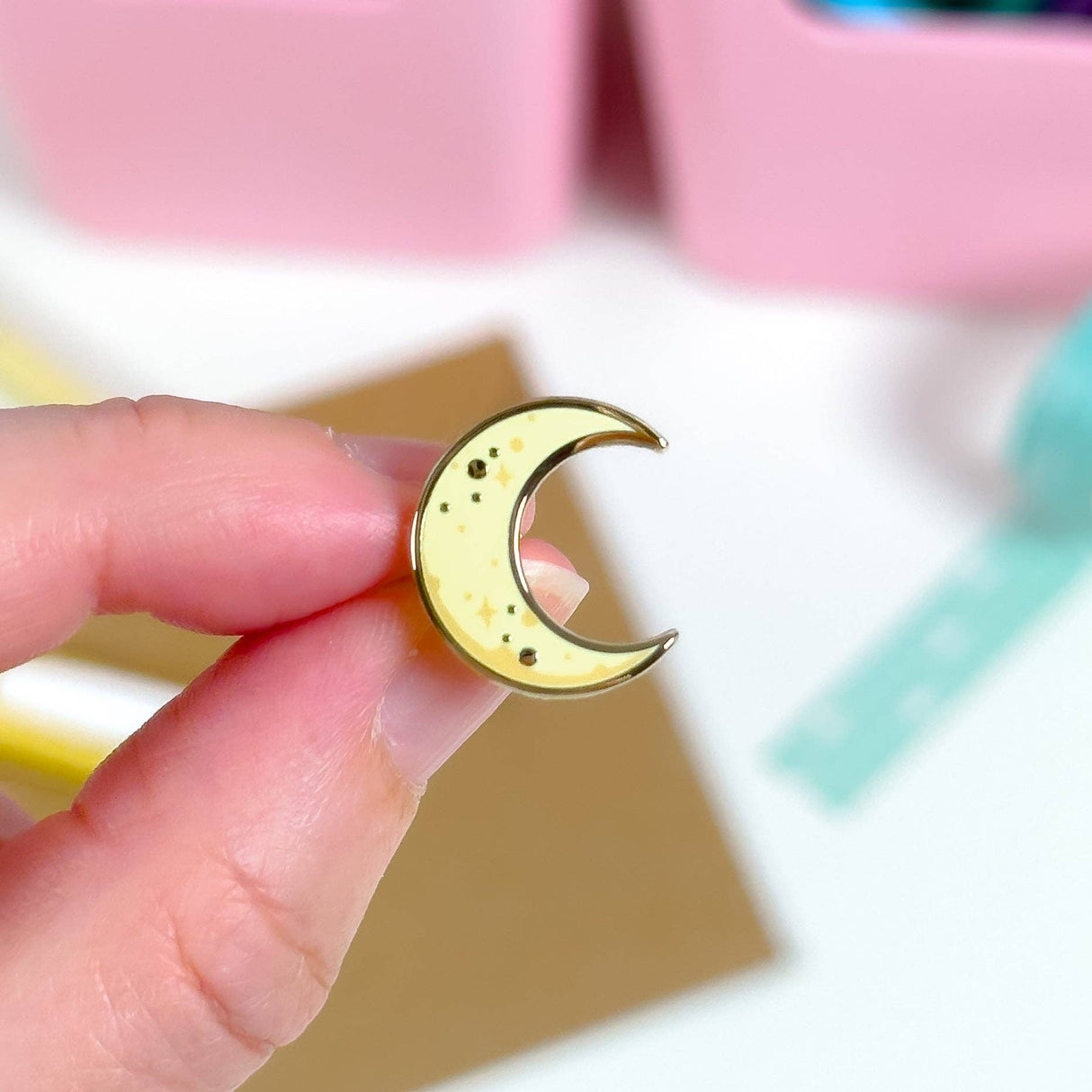 Kawaii Yellow Moon Mini Enamel Pin