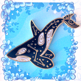 Evy Benita Arctic Nova Orca enamel pin, black glitter hard enamel, gold plating