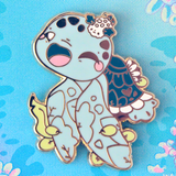 Evy Benita Leatherback Sea Turtle enamel pin, blue green kawaii, gold plating