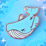 Evy Benita Lullaby Sky Whale enamel pin, sky blue hard enamel, rose gold plating