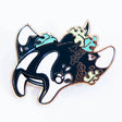 Evy Benita Oceanic Manta Ray enamel pin, black white teal, gold plating