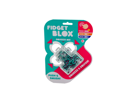 Fidget Blox glitter teal squishy sensory fidget toy in packaging