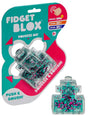 Fidget Blox Touch teal and pink mixed glitter squeeze squishy sensory fidget toy on packaging