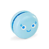 Pale blue kawaii macaron fidget toy featuring a cute smiling face design