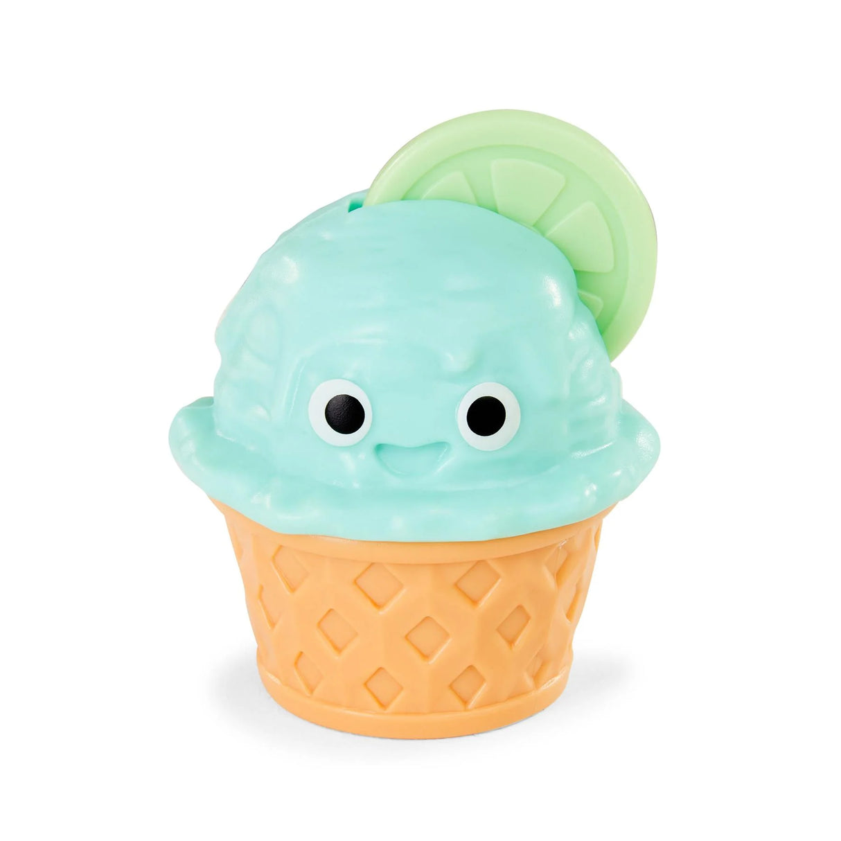 Mint green ice cream cone fidget toy with a lime slice topping and smiling face