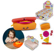 Fidget hotdog squishy toy pieces with packaging and child playing, sensory build fidget toy