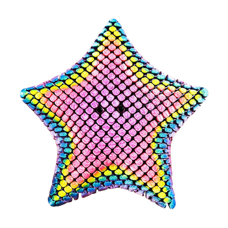 Fidgi Starfish 3D printed articulated fidget toy in a rainbow and pink gradient finish on a white background