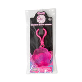 Hot pink Scrunchems Flower Power squishy sugar keyring on retail card packaging