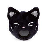 Fortune Squeezies Lucky the Black Cat magic fortune teller plush squeezy toy with closed eyes showing magic fortune dice ball protruding from mouth